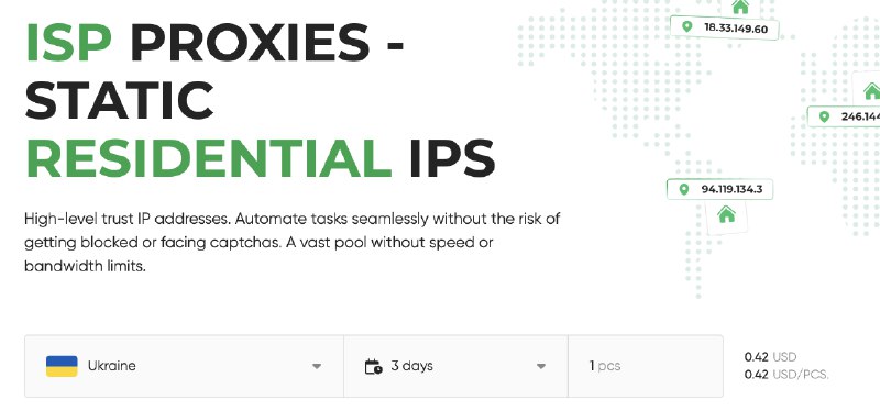 https://proxy-ipv4.com/en/isp/?country=ukraine 推荐一个代理站，可以非常廉价的买到世界各地的 IP，尤其这个 ISP Proxy 号称可以提供高可信的真实 IP