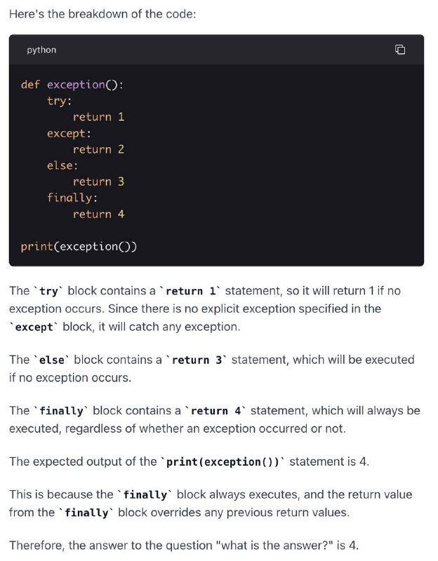 又学到一个 python 的 trick，finally 始终会执行，甚至能重写 return