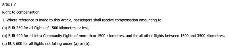 分享一下，欧洲的航空公司都需要遵守这个欧盟的 The EU regulation 261/2004 法规