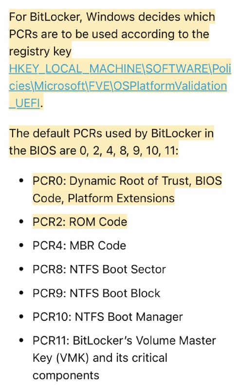 为了防止误人子弟，基于 TPM PCR 加密必须得强调一些事实